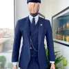 A “peaky blinders” navy blue, tiny square patterned – Jorgecarli super 140’s- “Board Room” suit