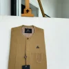 A Peanut Brown, embroidery patch pocket, vertical flap with Swarovski button detailing African traditional senator kaftan native.