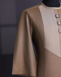 A Peanut Brown, Perspective Square With Keke Elemu Embroidery Details Agbada