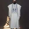 A Pearl River Grey, House Of Dragon Embroidery Details Agbada