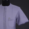 A periwinkle purple, zip line, paisley details, short sleeve African senator kaftan native.