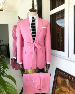 A Pink “Panther” Waist Rope Peak lapel Suit