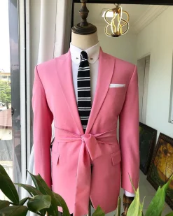 A Pink “Panther” Waist Rope Peak lapel Suit