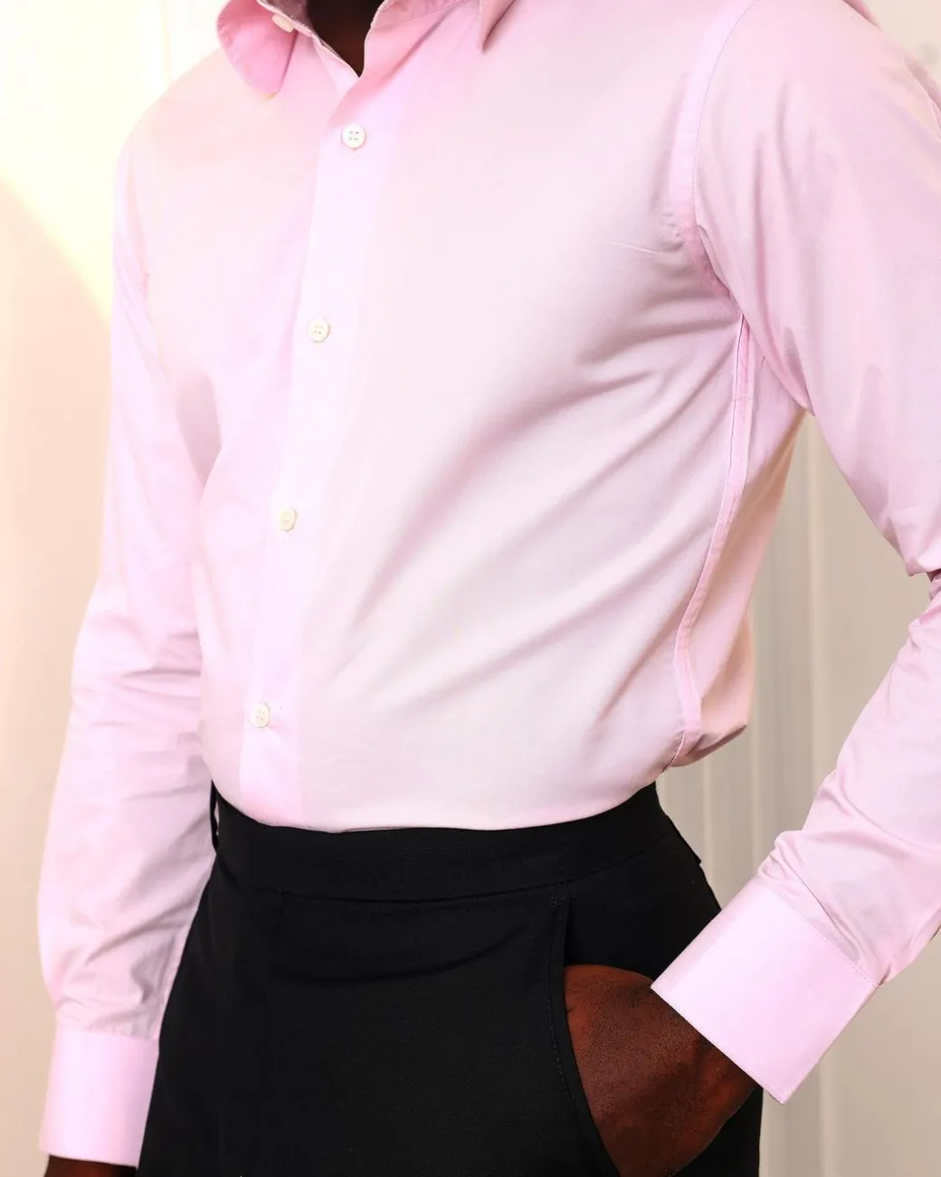 A Pink, vintage club collar shirt.