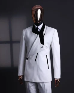 A Polished chinos “pride & prejudice” double breasted deconstructed dropping lapel suit