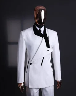 A Polished chinos “pride & prejudice” double breasted deconstructed dropping lapel suit