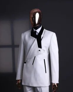 A Polished chinos “pride & prejudice” double breasted deconstructed dropping lapel suit