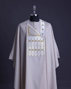 A Porcelain, Cloud and pattern embroidery detailing agbada