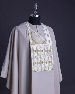 A Porcelain, Cloud and pattern embroidery detailing agbada