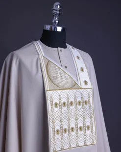 A Porcelain, Cloud and pattern embroidery detailing agbada