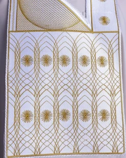 A Porcelain, Cloud and pattern embroidery detailing agbada