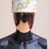 A porcelain, connected medulla and wooven pattern embroidery detailing hat
