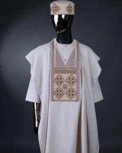 A Porcelain, dotted and woven Cloud and pattern embroidery detailing agbada