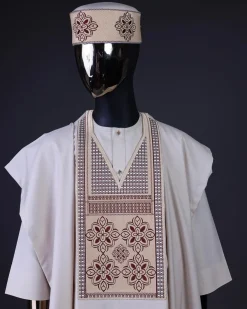 A Porcelain, dotted and woven Cloud and pattern embroidery detailing agbada