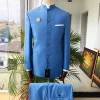 A Powdered Blue “clergyman” French safari Suit