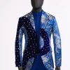 A “Prodigal” dispersed Sky blue and splashed champagne gold metallic jacquard suit