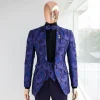 A Purple, black & slash of blue petal pattern, notch lapel suit