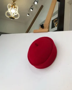 A Red Wool African Ibo Traditional Hat