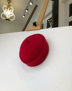 A Red Wool African Ibo Traditional Hat