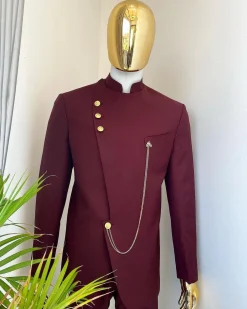 A Reloaded Burgundy Separated Buttons “French” Safari Suit