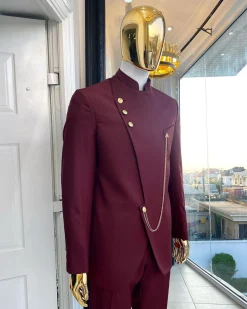 A Reloaded Burgundy Separated Buttons “French” Safari Suit