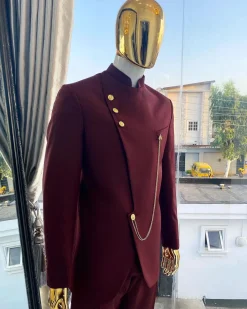 A Reloaded Burgundy Separated Buttons “French” Safari Suit