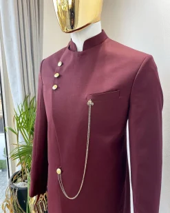 A Reloaded Burgundy Separated Buttons “French” Safari Suit