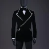 A Reloaded “Herd” Charcoal Black Soaked Velvet Peak Lapel Wrap Tuxedo Suit