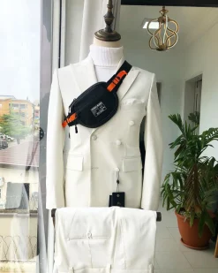 A Reloaded Ivory White “Ivorian” Double Breasted Suit
