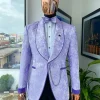 A reloaded “Mandarin” orchid purple and ivory floral pattern shawl lapel jacquard suit