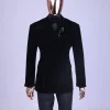 A reloaded monochrome “herd” charcoal black soaked velvet peak lapel wrap tuxedo suit