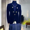 A Reloaded Navy blue Italian velvet “lacasa de Papel” Suit.