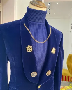 A Reloaded Navy blue Italian velvet “lacasa de Papel” Suit.