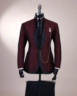 A Reloaded “Pope” Monochrome Black And Burgundy Suit