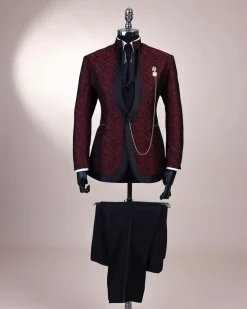 A Reloaded “Pope” Monochrome Black And Burgundy Suit