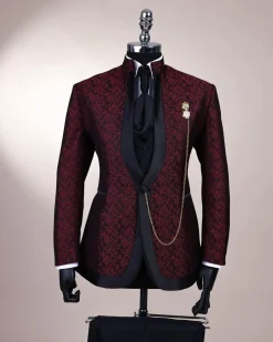 A Reloaded “Pope” Monochrome Black And Burgundy Suit