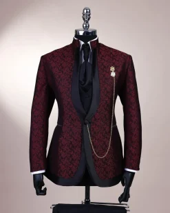 A Reloaded “Pope” Monochrome Black And Burgundy Suit