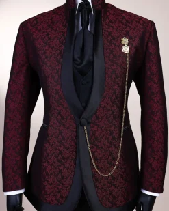 A Reloaded “Pope” Monochrome Black And Burgundy Suit