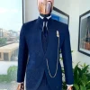 A Reloaded “Pope” navy blue single button bishop neck suit