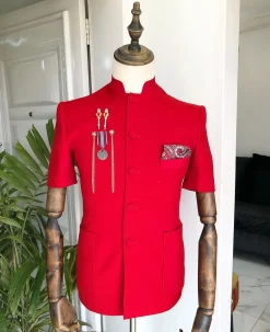 A Reloaded “Tomato Red” French Safari Short Sleeve Suit