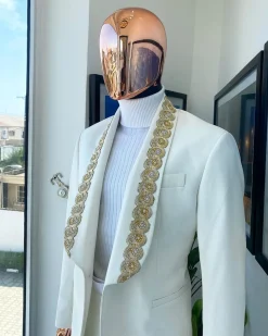 A Reloaded “Vegas” Monochrome Ivory White Shawl Lapel Suit