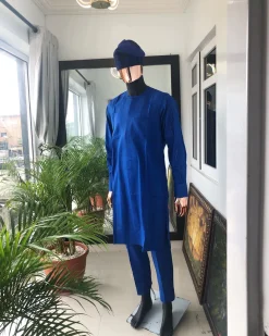 A Royal Blue front flap Kaftan African senator kaftan