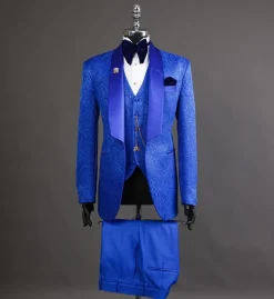A Royal Blue Shawl Lapel Tuxedo Suit