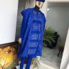 A Royal blue with swarovski on jacquard detailing matching hand wooven embroidery agbada