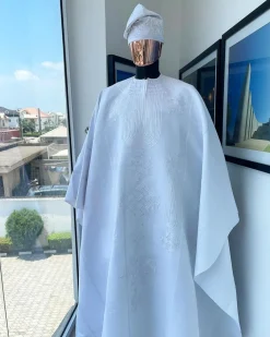 A Royal monochrome cocaine white African traditional agbada.