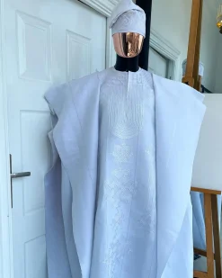 A Royal monochrome cocaine white African traditional agbada.