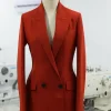 A Rust Orange Peak Lapel, Double-Breasted Jacket.