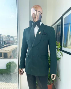 A Sacramento Green, Dispersed Floral Tuxedo Shawl Lapel Tuxedo Suit