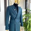A Sacramento Green Double Breasted Blazer Suit