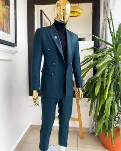 A Sacramento Green Double Breasted Blazer Suit